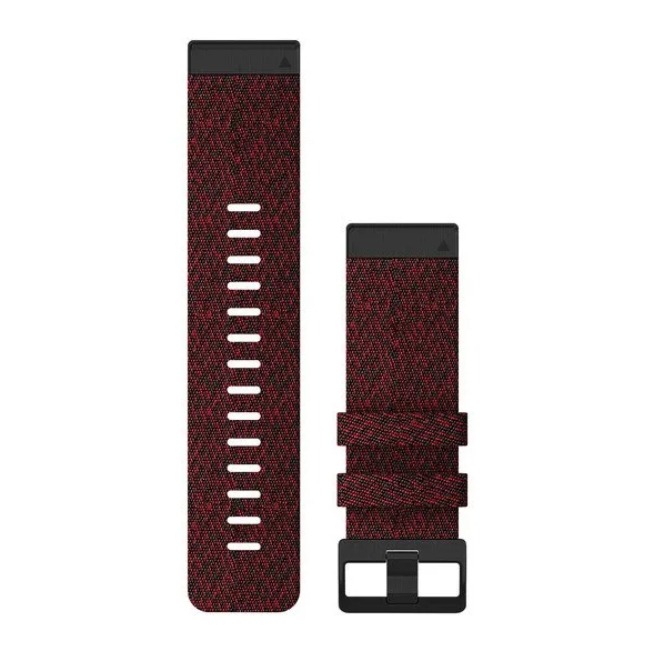 Garmin 010-12864-06 QuickFit 26 watch bands in heathered red nylon with black buckle