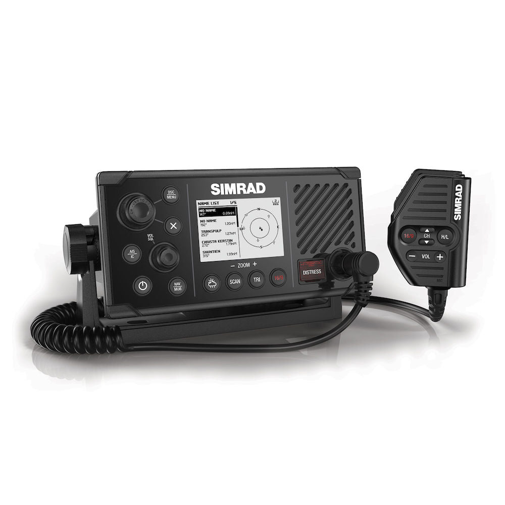 Simrad 000-14818-001 RS40-B VHF radio and GPS-500, black radio with a colour display and a coiled-lead handset