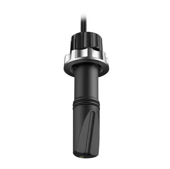 Garmin Panoptix PS51-TH 010-12565-04 replacement transducer, black cylindrical body with silver collar and cable