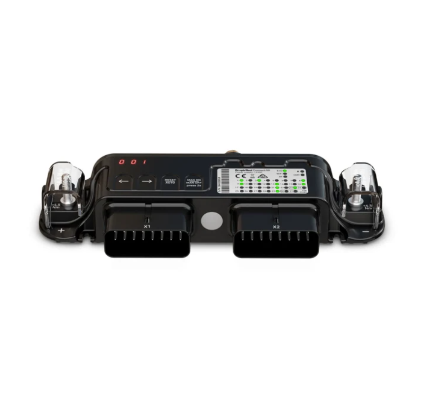 Garmin EmpirBus Connect 50 010-02225-10, black control module with fuse holders and two multi-pin connectors