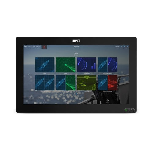 Raymarine E70661 Axiom 2 XL 16, front view of black widescreen display showing home screen app tiles