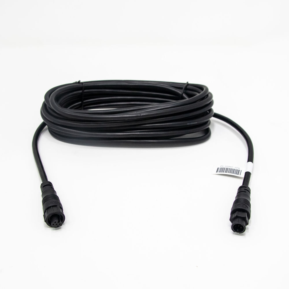 Navico 000-15582-001 TMC-1 extension cable 20 ft, coiled black cable with a round plug at each end
