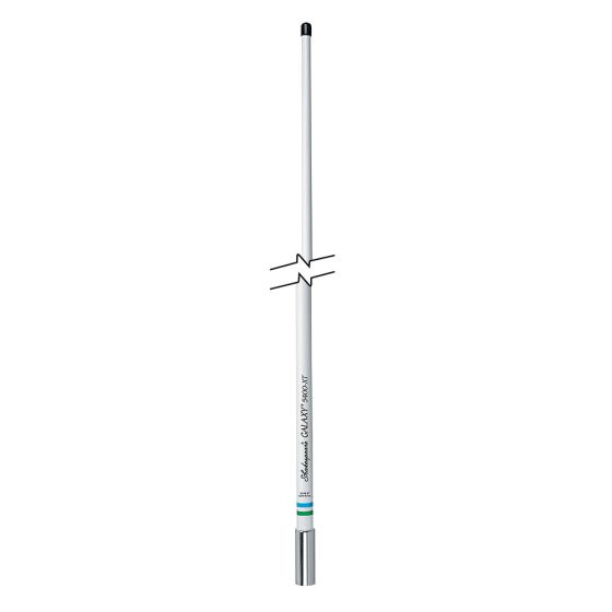 Shakespeare Galaxy white fibreglass 3dB VHF antenna, 1.2 m, 818-5400-XT, white whip with a green band on a steel ferrule