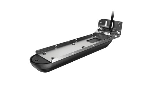 Lowrance B&G Simrad 000-14489-001 Active Imaging 3-in-1 transducer, black transducer on a steel transom bracket