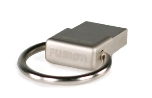 Fusion 010-12519-30 16 GB micro USB thumb drive, small steel drive with Fusion lettering and key ring