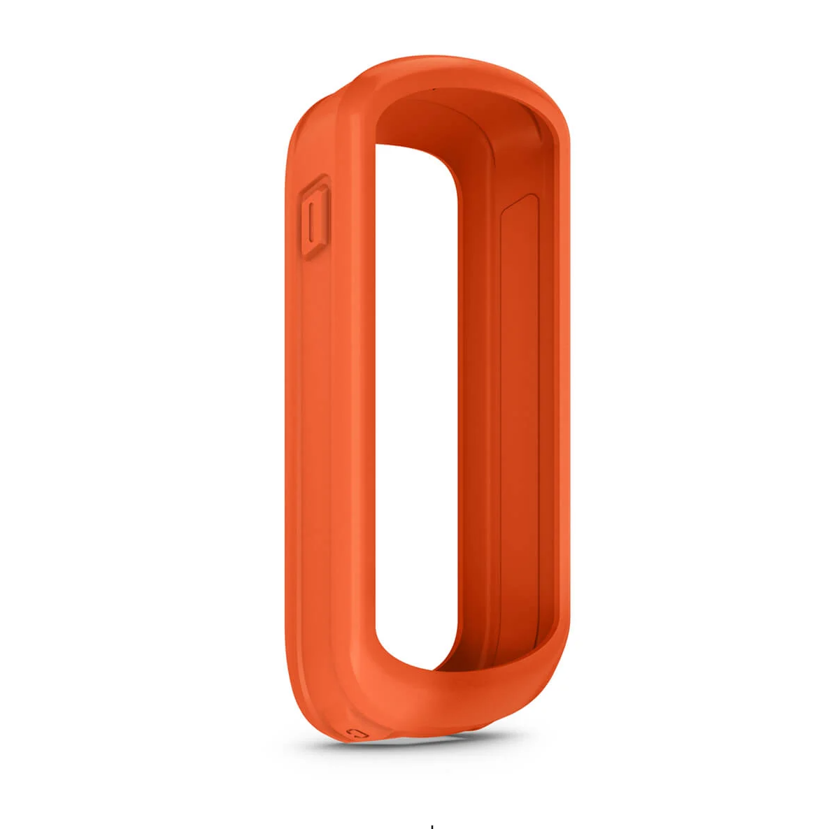 Garmin 010-13250-06 orange silicone case for cycling computer, front view of open-fronted case