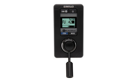 Simrad FU80 follow-up remote 000-10183-001 black unit with small display and lever, front view