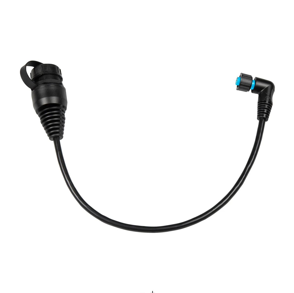 Garmin 010-13094-00 small marine network adapter cable, female right-angle, black short lead with blue plug and cap