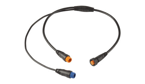 Garmin 010-12445-33 12 pin sounder to Y 8 pin and 12 pin transducer adapter cable, black Y lead with orange and blue plugs