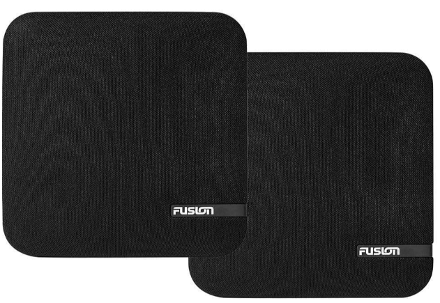 Fusion SM 010-12936-11 shallow mount speaker cloth grille in black, pair of square black cloth covers