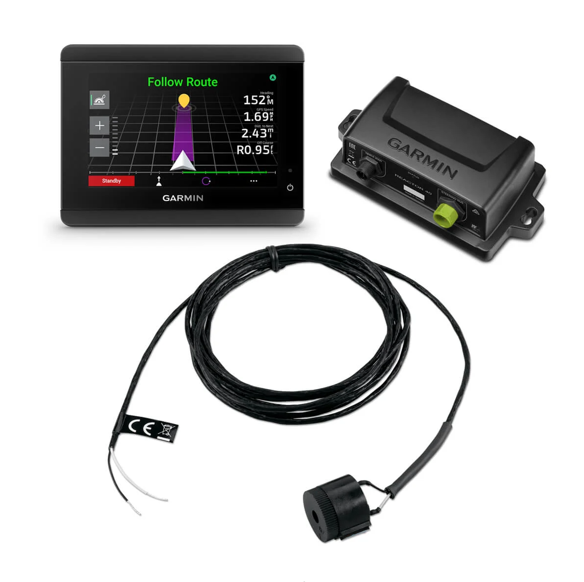 Garmin Reactor 40 010-02794-03 steer-by-wire standard corepack with GHC 50 showing route, CCU and sensor