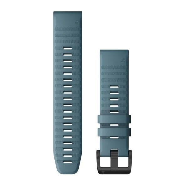Garmin 010-12863-03 QuickFit 22 watch bands in lakeside blue silicone with black buckle, strap pair