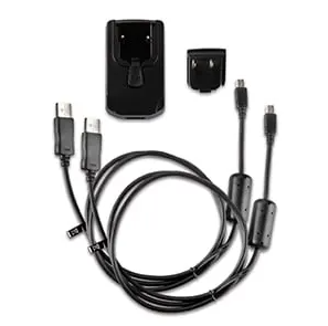 Garmin 010-11478-02 AC adapter cable US, black plug adapter with two USB leads and mini USB plugs