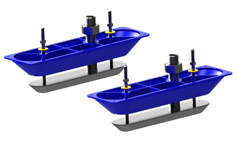 Simrad StructureScan HD stainless pair of thru-hull transducers 000-11460-001, blue housings with fixings