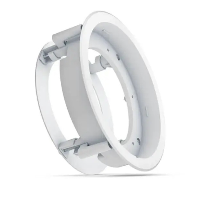 Fusion 010-13089-10 7.7in Signature Series 3i flush mount kit, white mounting ring with clips, angled view
