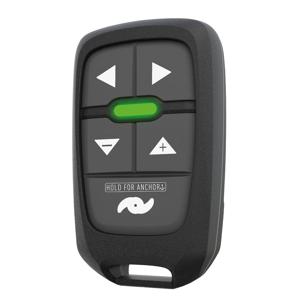 Lowrance TMR-1 000-15468-001 black remote with four arrow buttons, green centre button and Hold for Anchor label
