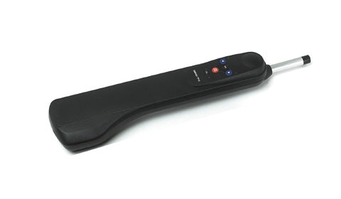 Simrad TP22 Tillerpilot black autopilot unit with antenna, side profile on white background, SimNet/NMEA