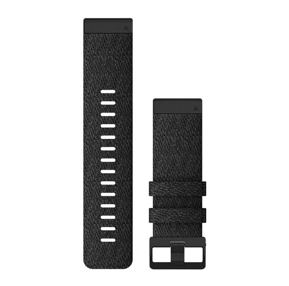 Garmin QuickFit 010-12864-07 26 watch bands in heathered black nylon with black buckle, strap pair