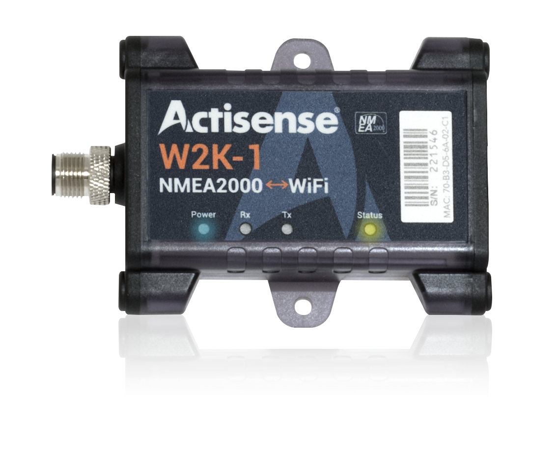 Actisense W2K-2 Wi-Fi to NMEA 2000 gateway, listing shows a dark box labelled W2K-1 NMEA 2000 WiFi, on black