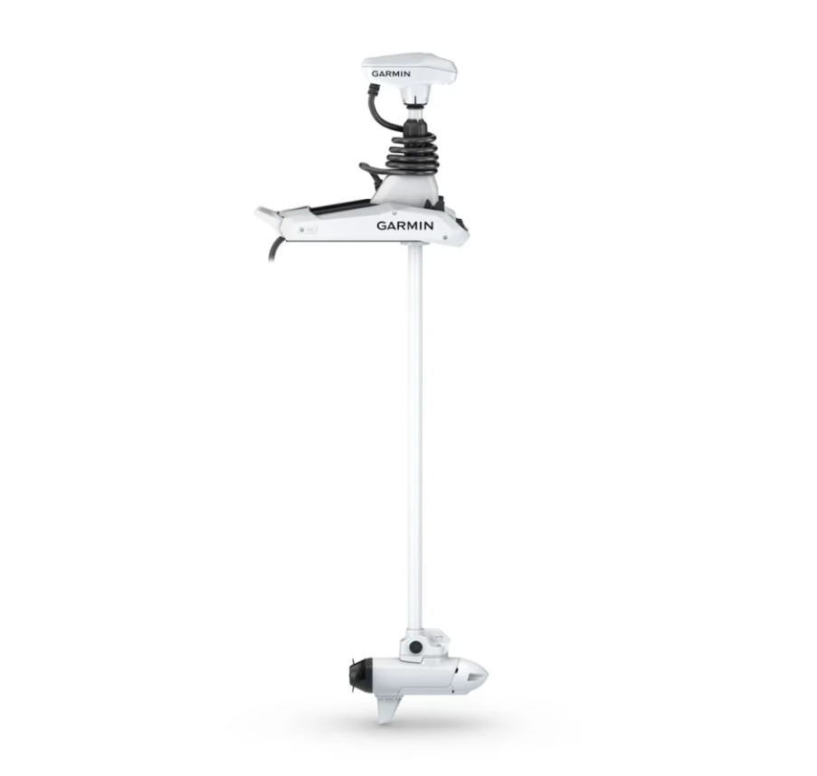 Garmin Force Kraken 010-02574-00 white 63 inch trolling motor, full-length view of shaft and motor head
