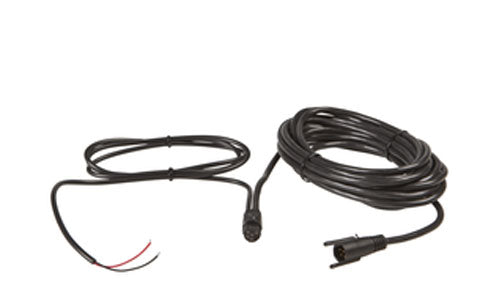 Lowrance XT-15U 000-0099-91 15ft Uniplug sonar extension cable, coiled black lead with round connectors and bare wire ends