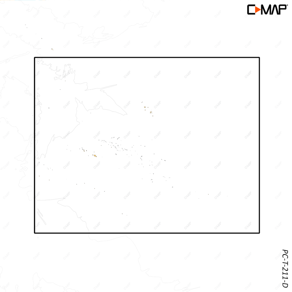 C-MAP Discover X chart M-PC-T-211-D-MS, French Polynesia coverage outline over a mostly blank Pacific map