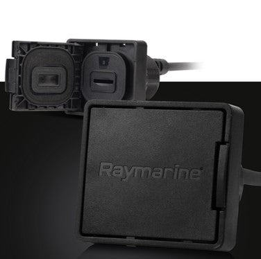 Raymarine A80585 RCR-1 micro SD card reader, black waterproof reader with two flaps and a lead, large view