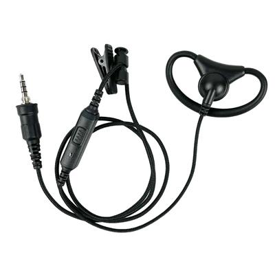 Icom ProEquip PRO-P245-35WP earpiece and lapel mic, black D-shaped earpiece, in-line PTT and four-pole plug