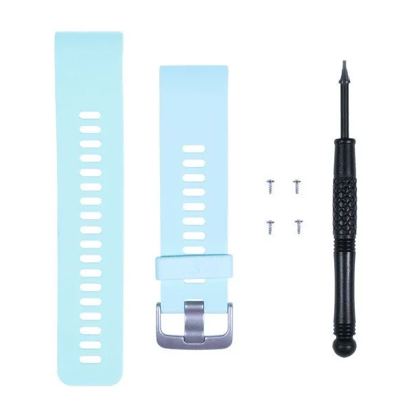 Garmin Forerunner 35 S00-00679-00 band kit in frost blue, strap, buckle strap, screws and screwdriver