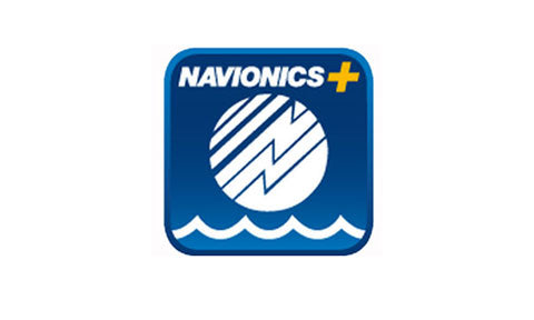 Navionics+ 010-13220-00 regular download chart, blue app icon with compass and waves logo