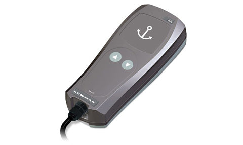 Lewmar windlass wired remote AA320, 66830017, grey handheld remote with an anchor symbol, up and down buttons and a lead