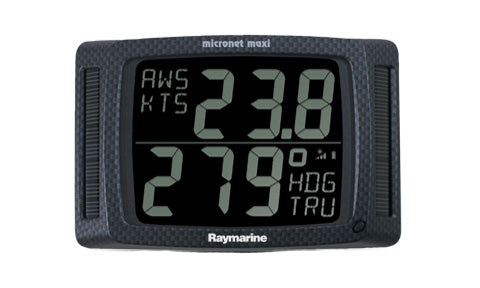 Raymarine T215 wireless multi dual maxi display, grey display showing AWS 23.8 kts and heading 279 degrees
