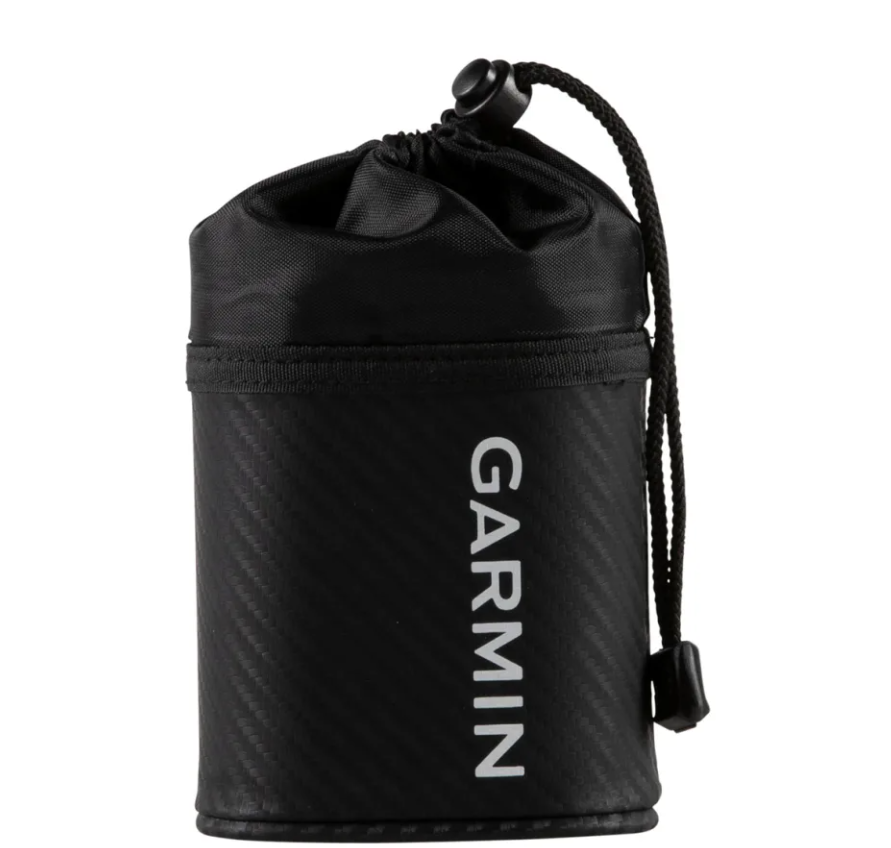 Garmin 010-12941-00 carrying case, black drawstring pouch with vertical Garmin lettering