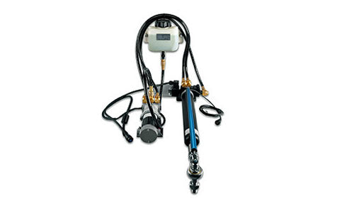 Garmin Class B 010-11573-00 hydraulic linear drive unit, black pump, blue cylinder, hoses and white reservoir