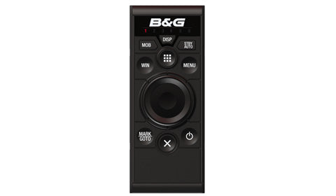 B&G 000-12365-001 ZC2 wired remote controller portrait mount, black slim remote with a rotary knob and labelled keys