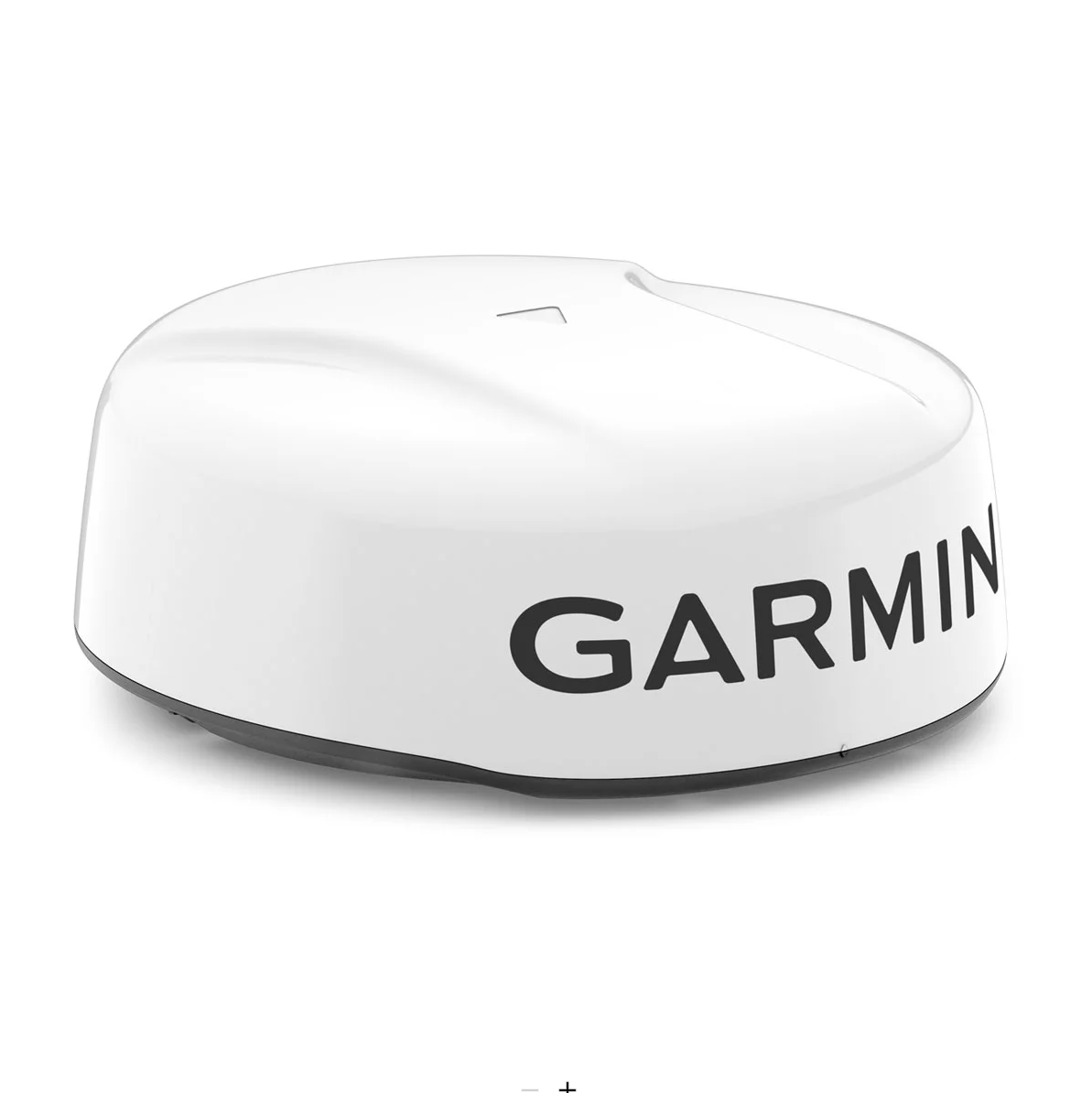 Garmin GMR 18/24 xHD3 010-02842-00 white radome, angled front view with large Garmin lettering