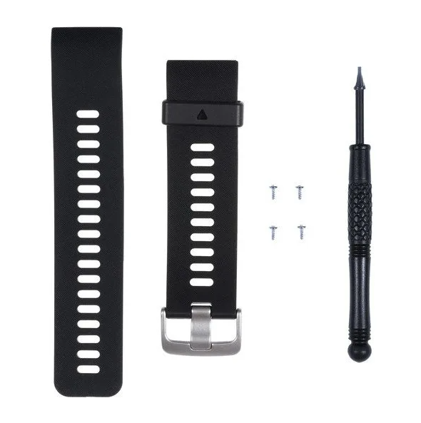Garmin S00-00677-00 Forerunner 35 band kit in black, silicone band, buckle strap, four screws and screwdriver