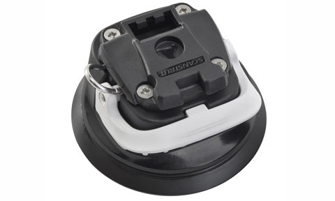 ROKK Mini RLS-405 suction cup mount, black round suction base with grey locking ring and black socket on top