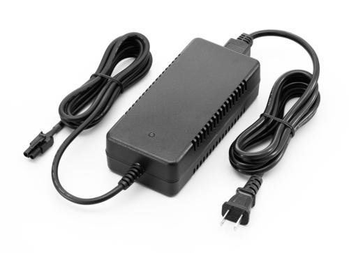 Icom BC-157S AC adapter, black power supply brick with coiled cables, DC output lead and mains plug