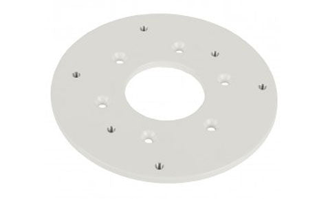 Raymarine E32131 plate mounting bracket for thermal cameras, round white plate with a large centre hole and bolt holes