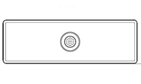 ROKK RL-513 universal self-drill top plate, outline drawing of a long rectangular plate with centre socket