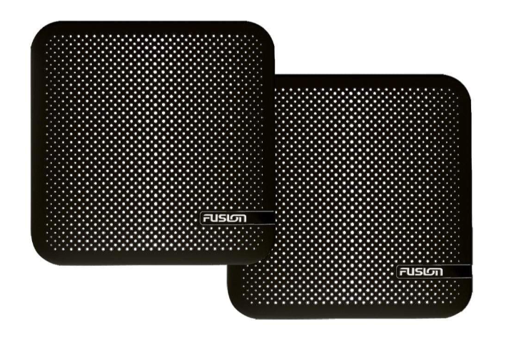 Fusion 010-12936-01 shallow mount speaker grille in black, pair of square black mesh covers