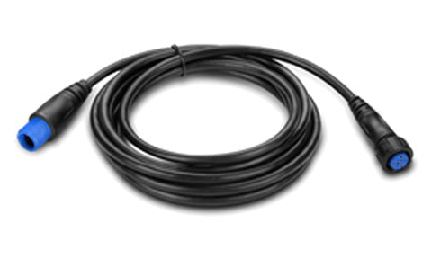Garmin 010-11617-50 transducer extension cable 8-pin 10 ft, black lead with blue-ringed plugs