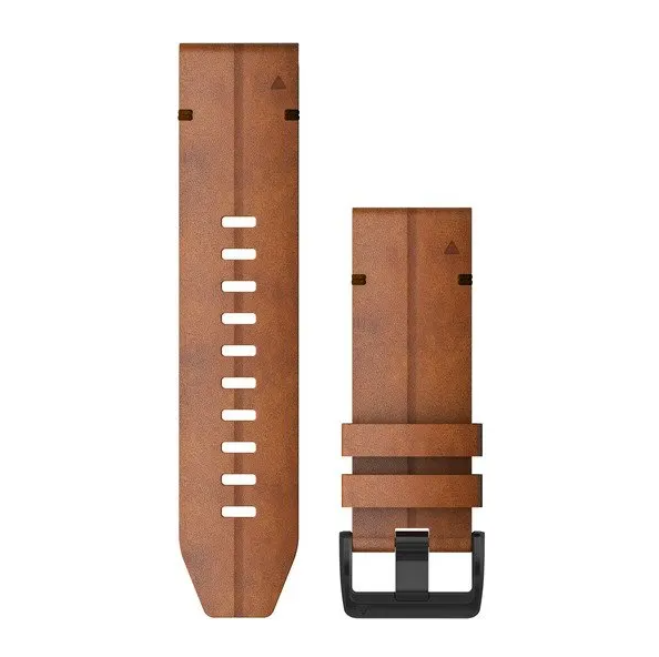 Garmin 010-12864-05 QuickFit 26 watch bands in chestnut leather with black buckle, strap pair