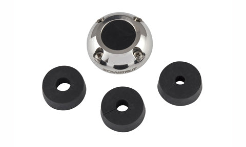 Scanstrut DS30-S stainless steel medium cable seal with three black rubber grommets, angled top view