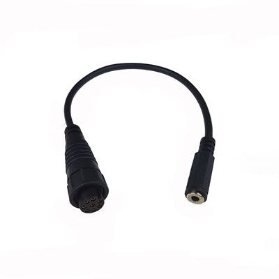 Icom OPC-980 cable, short black lead with a round multi-pin plug at one end and a 3.5 mm socket at the other