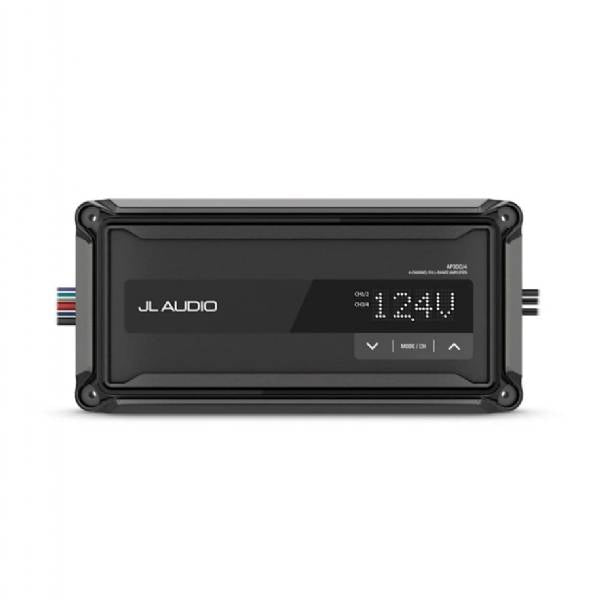 JL Audio AP 010-03429-00 amplifier controller, black unit with JL Audio lettering and 12.4V display