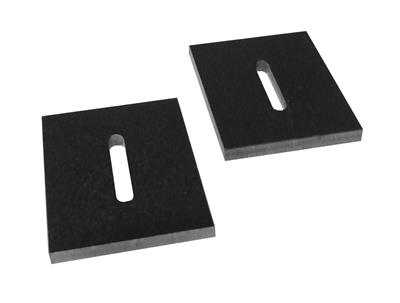 Icom MOUNT.002 flush mount kit, two dark foam pads each with a long slot, shown angled