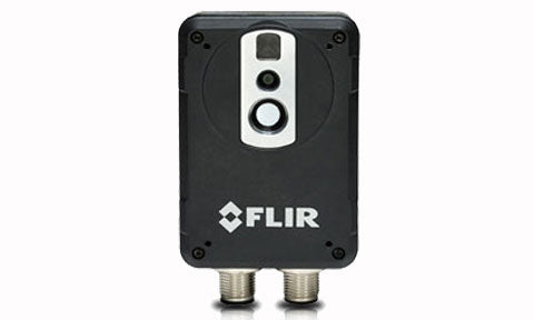 FLIR E70321 AX8 thermal and visible imaging camera, black compact camera with a FLIR logo and two round sockets