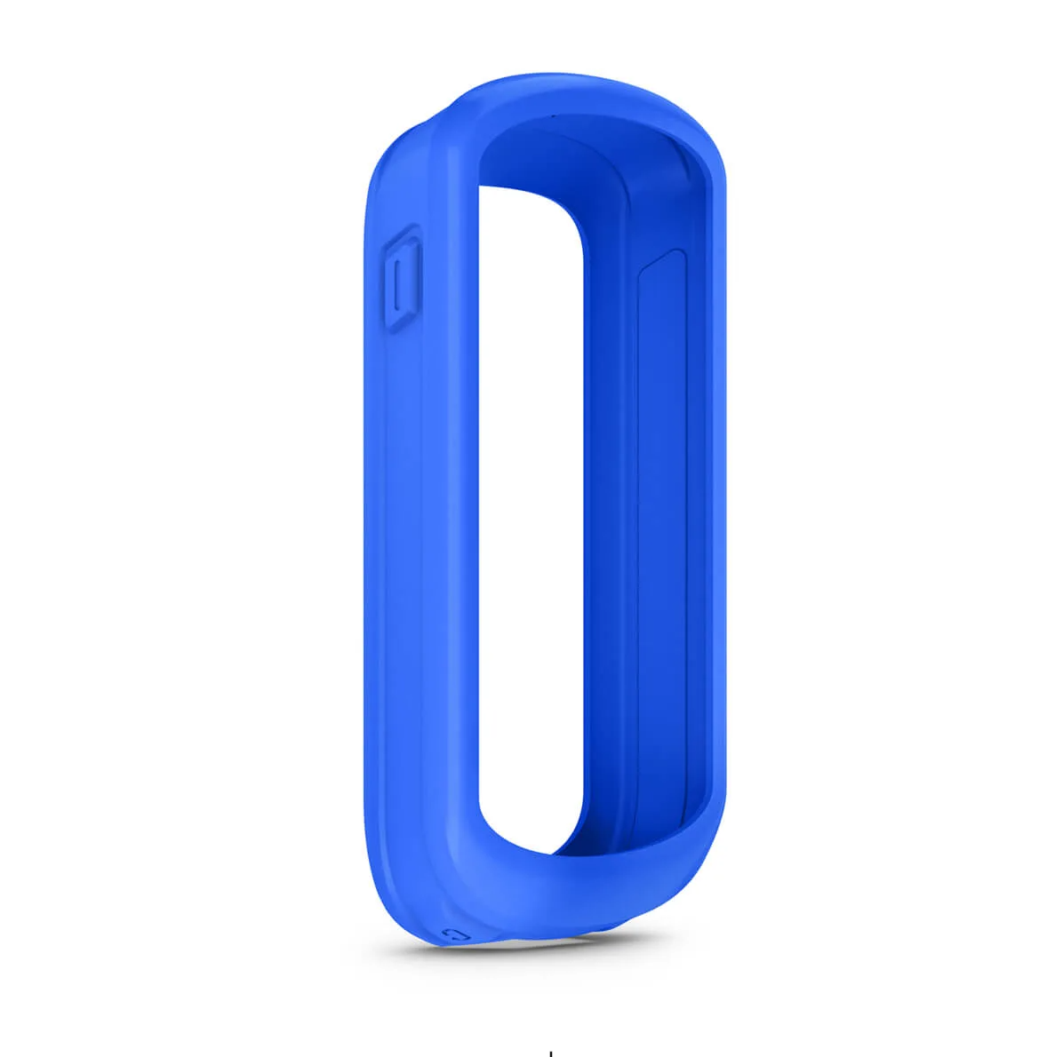 Garmin 010-13250-04 blue silicone case for cycling computer, front view of open-fronted case